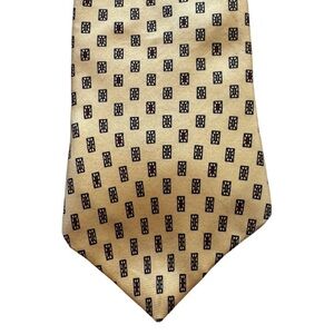 Hardy Aimes Yellow and Black Silk Patterned Collegiate Men's Tie